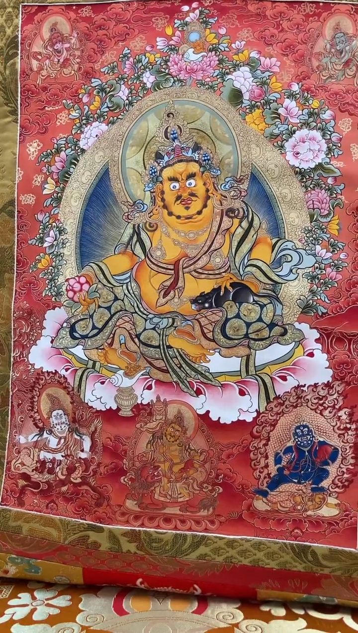 【闪购商品】卷轴画矿物质喷绘  五姓财1.3m金色龙布