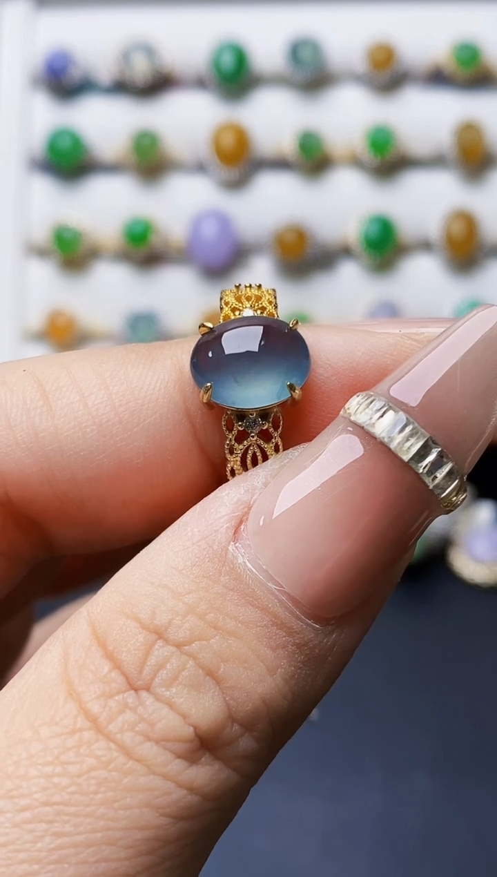 银S925镶嵌戒指翡翠4389