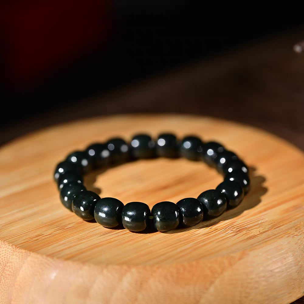 和田玉青玉卡10老型珠手串多样性单一发货素圈