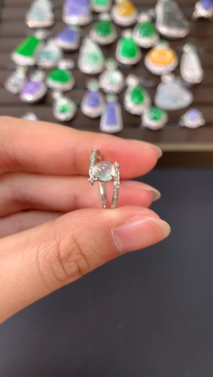 【闪购商品】翡翠戒指18K金镶嵌A229|999