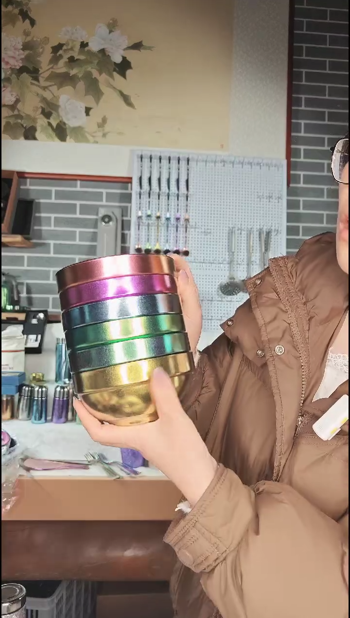 钛合金纯钛冰花碗 粉色