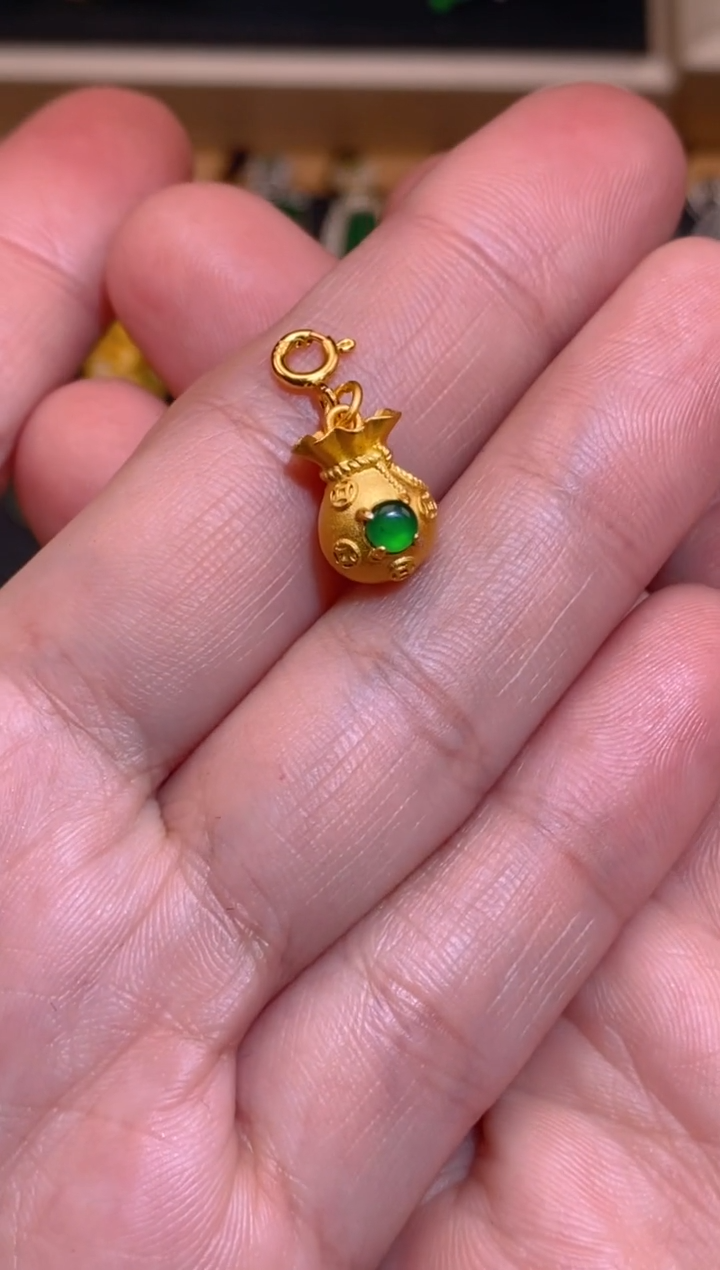 【闪购商品】翡翠吊坠(不含链)银S925镶嵌钱袋