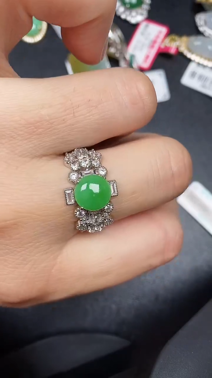银S925镶嵌戒指翡翠4200