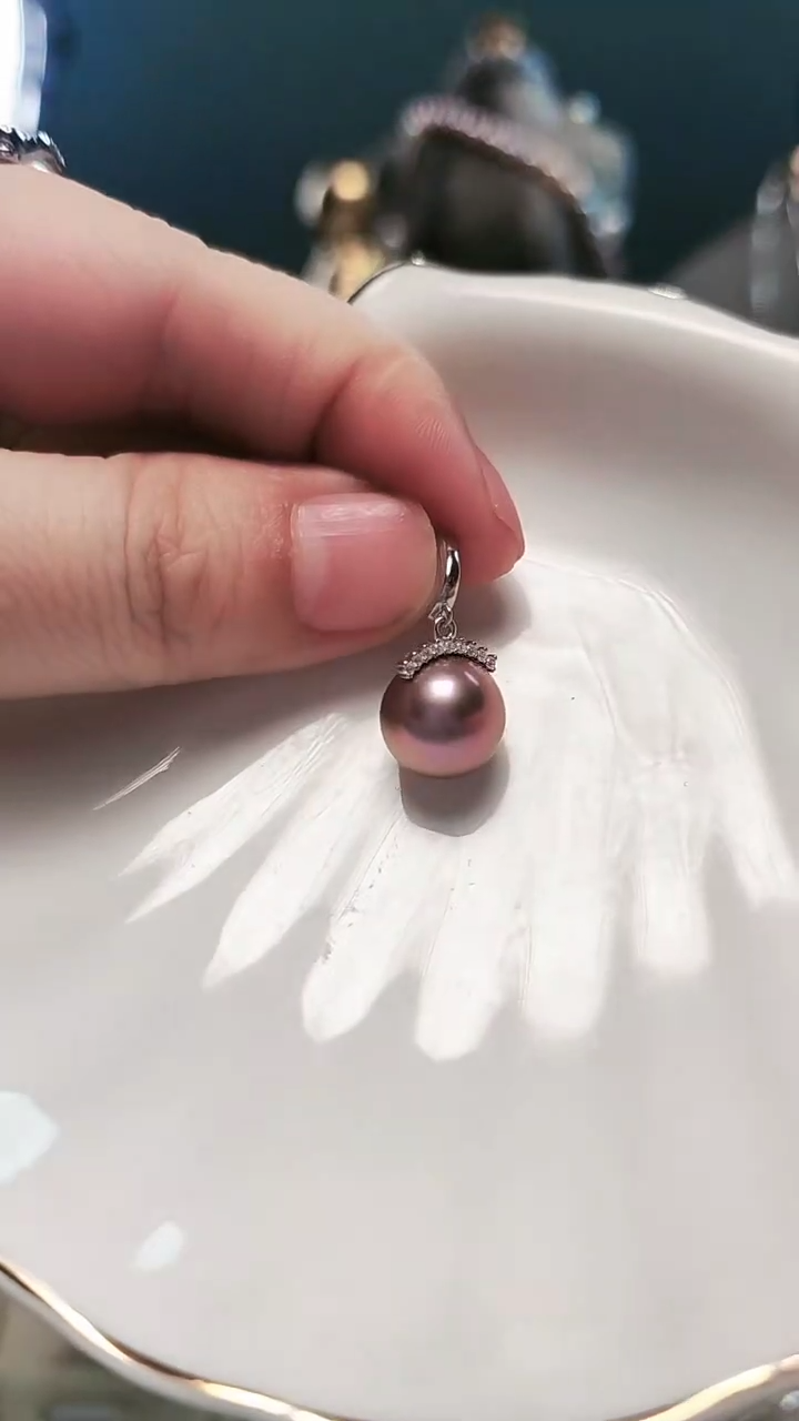 【闪购商品】淡水珍珠吊坠(不含链)银S925镶嵌爱迪生睫毛吊坠