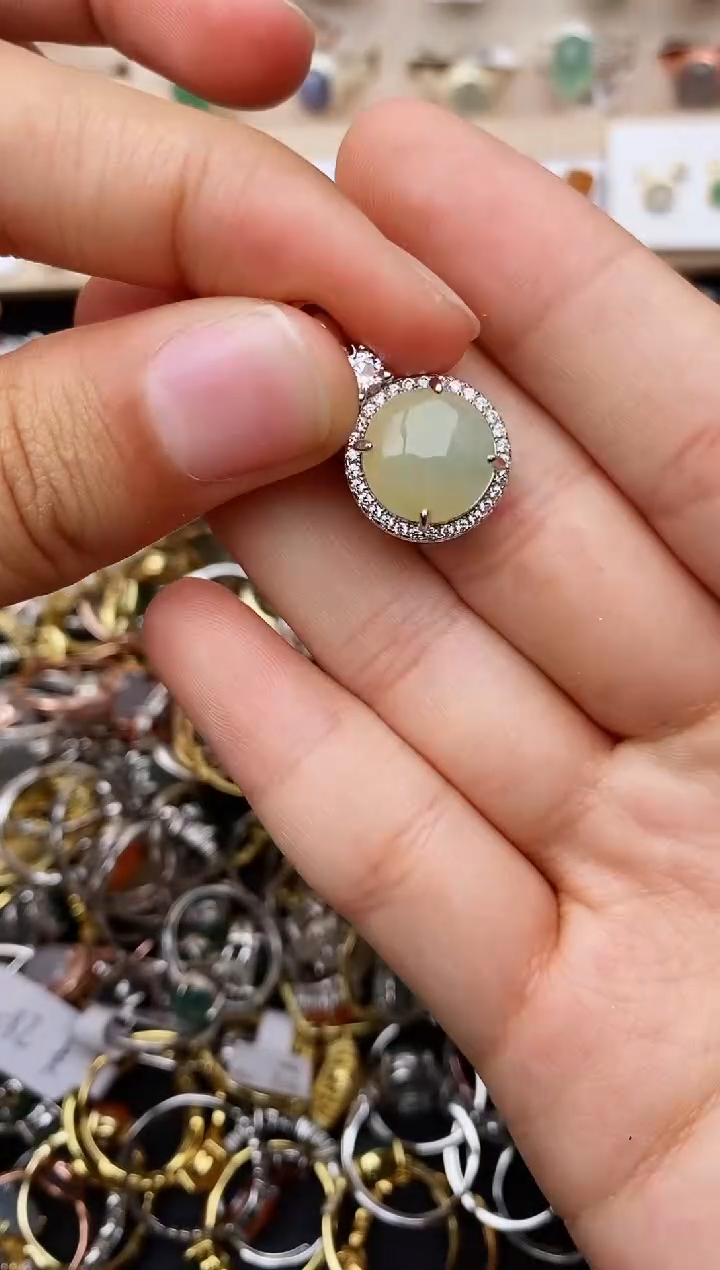 【闪购商品】翡翠戒指银S925镶嵌缅甸翡翠
