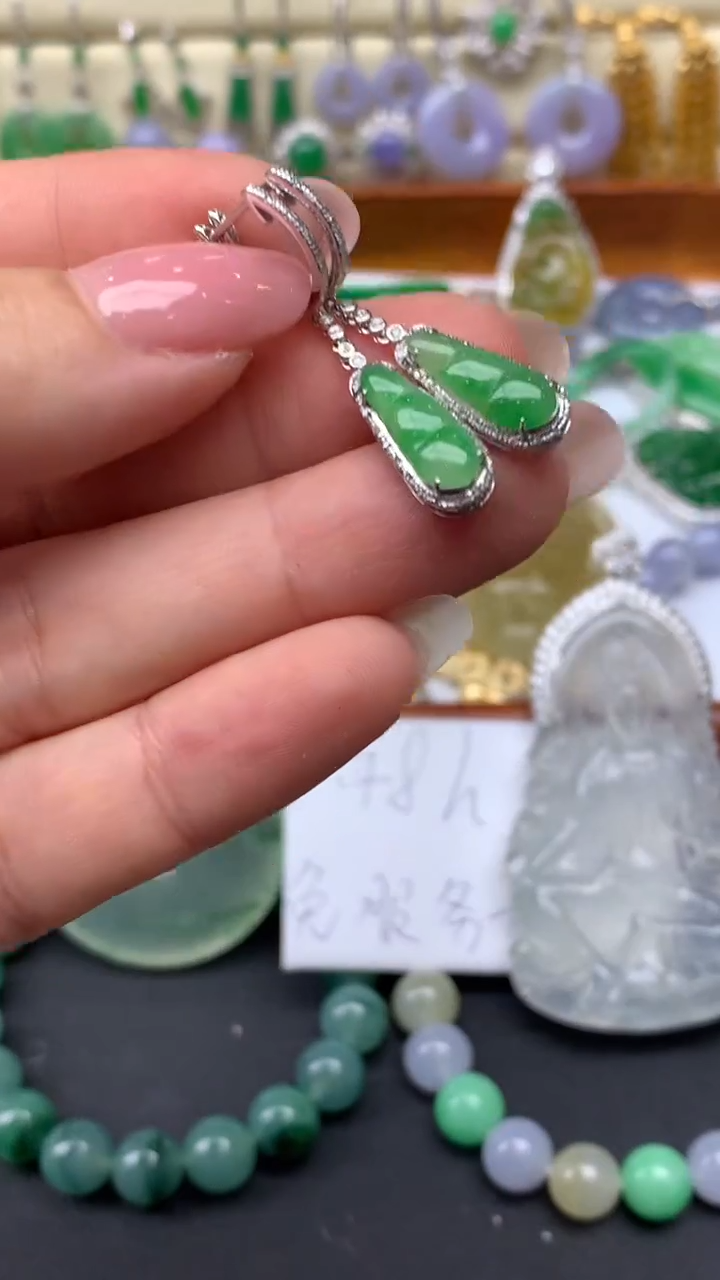 【闪购商品】翡翠耳饰18K金镶嵌261-天然翡翠