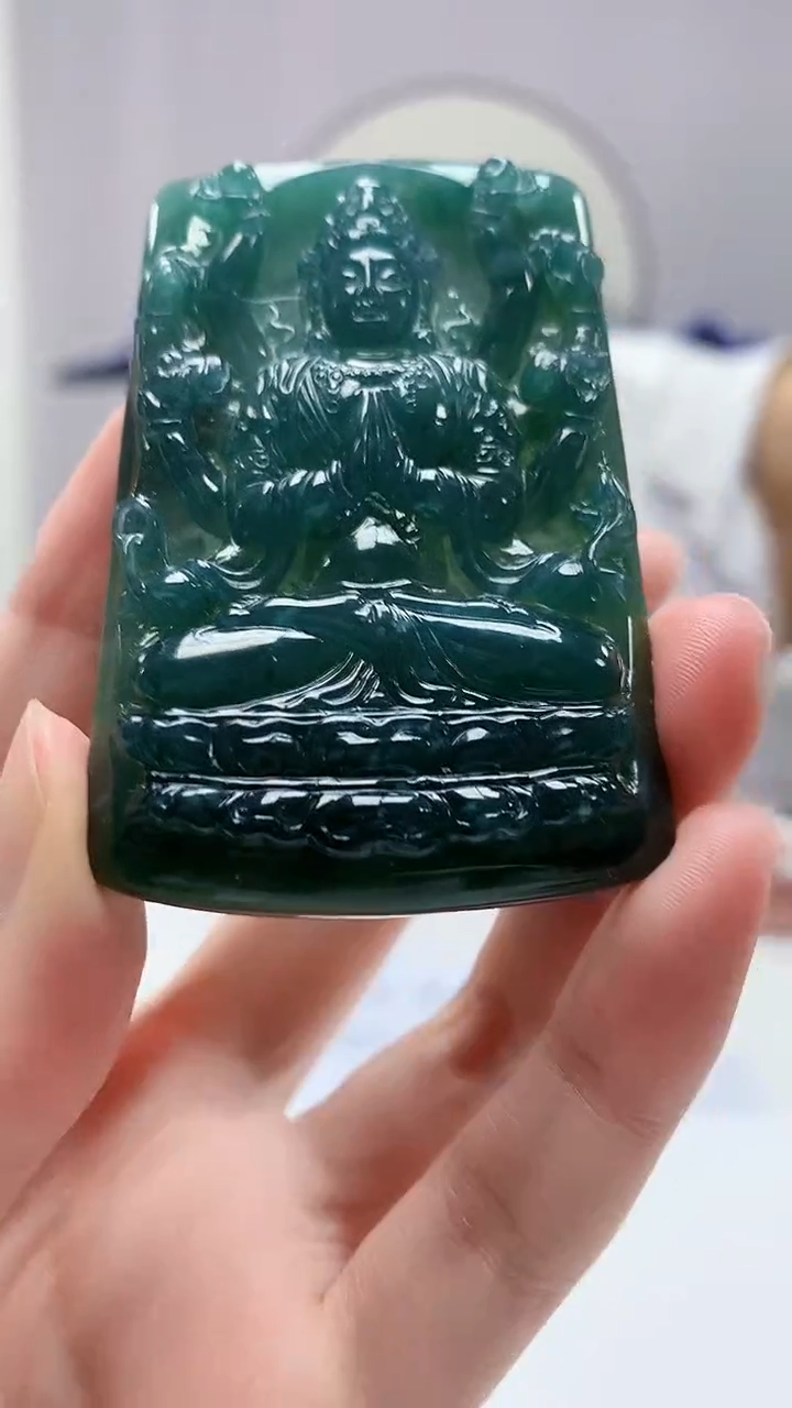 【闪购商品】定制翡翠未镶嵌4868zm-毛货挂件千手91