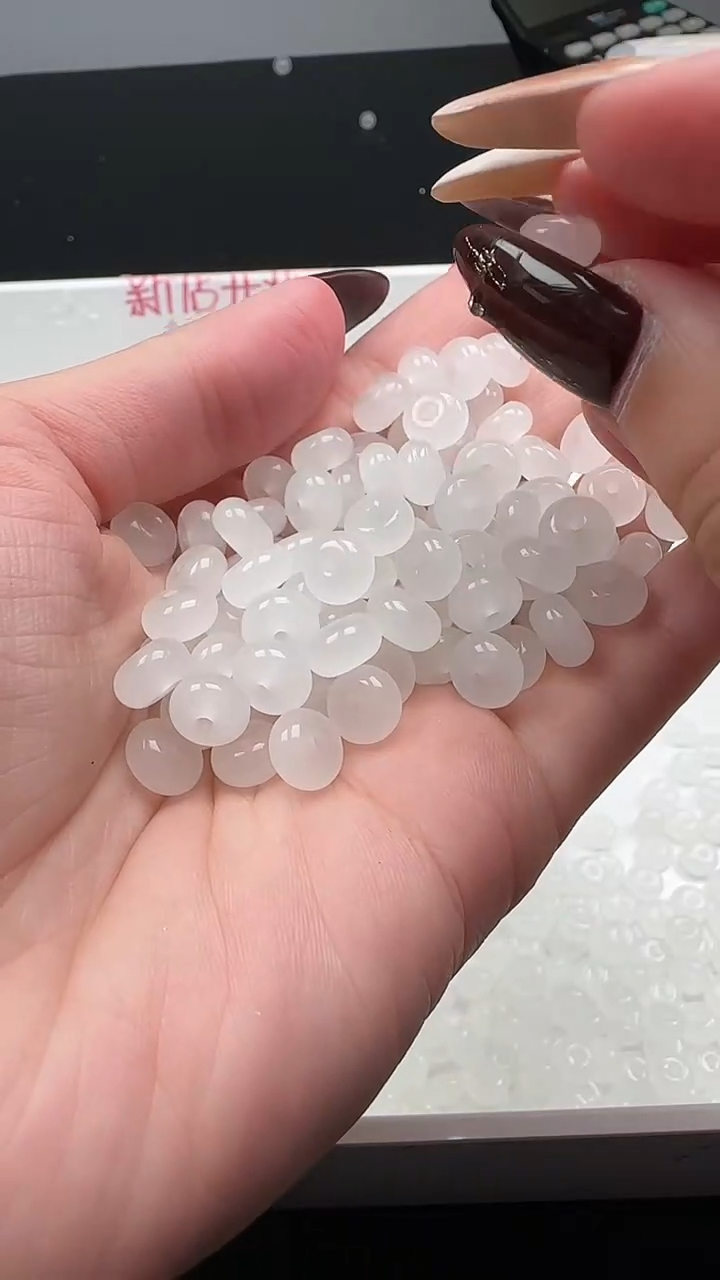 未镶嵌和田玉珠宝半成品白玉算盘珠N451卡5*8mm散珠20颗