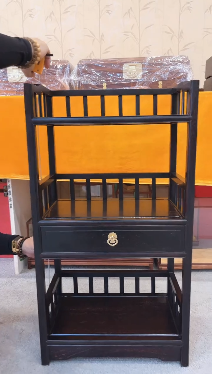 木小叶紫檀茶边柜 尺寸43*25*80微瑕