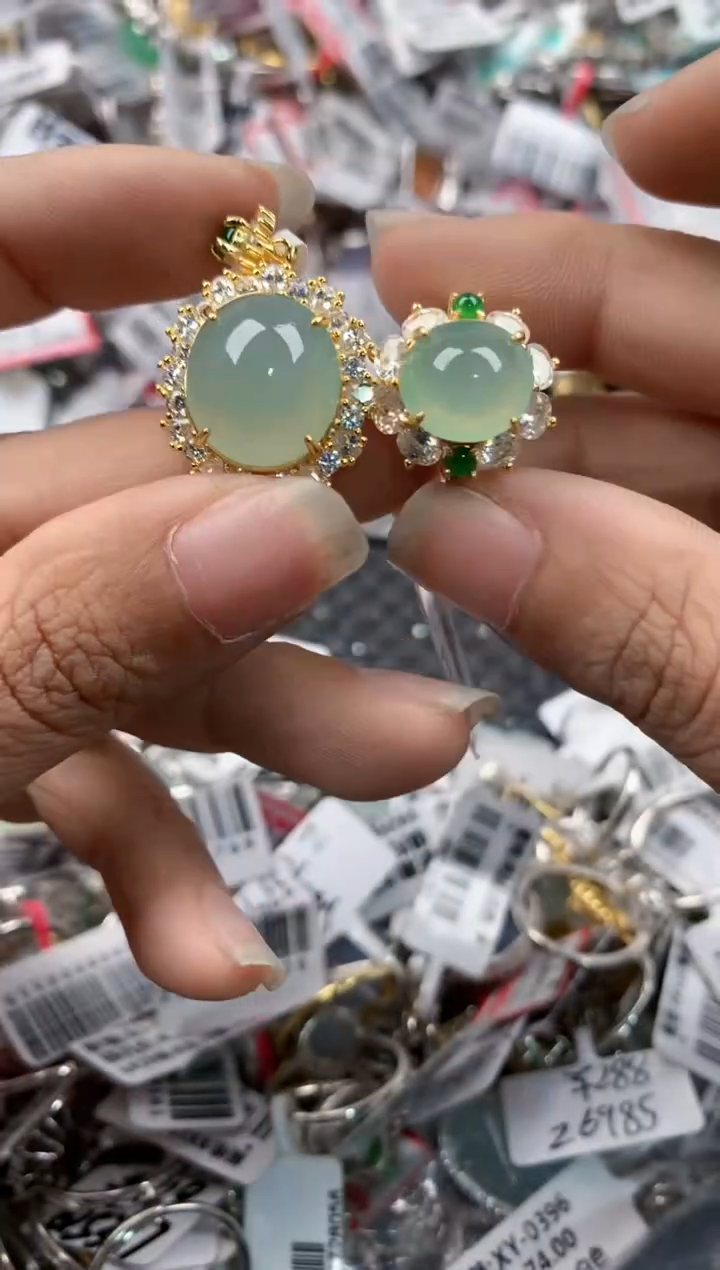 银S925镶嵌戒指翡翠12-12-12           6