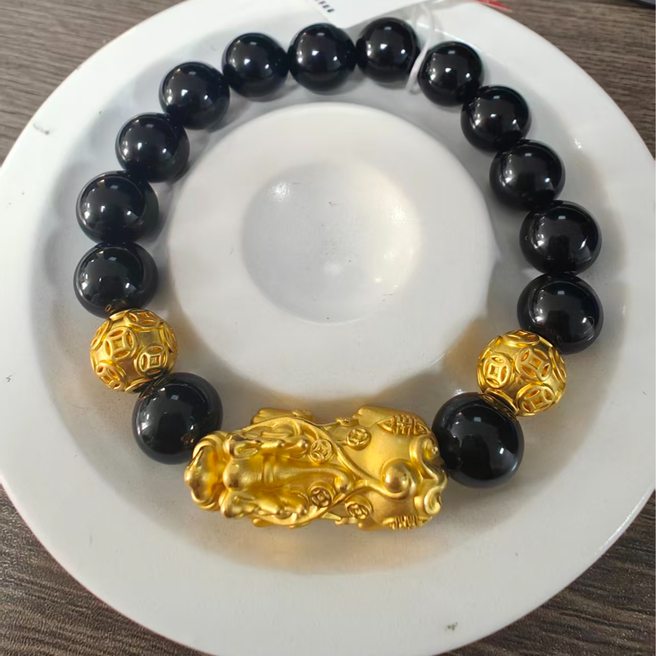 【足金999】卡10钱币貔貅+2颗钱币转运珠