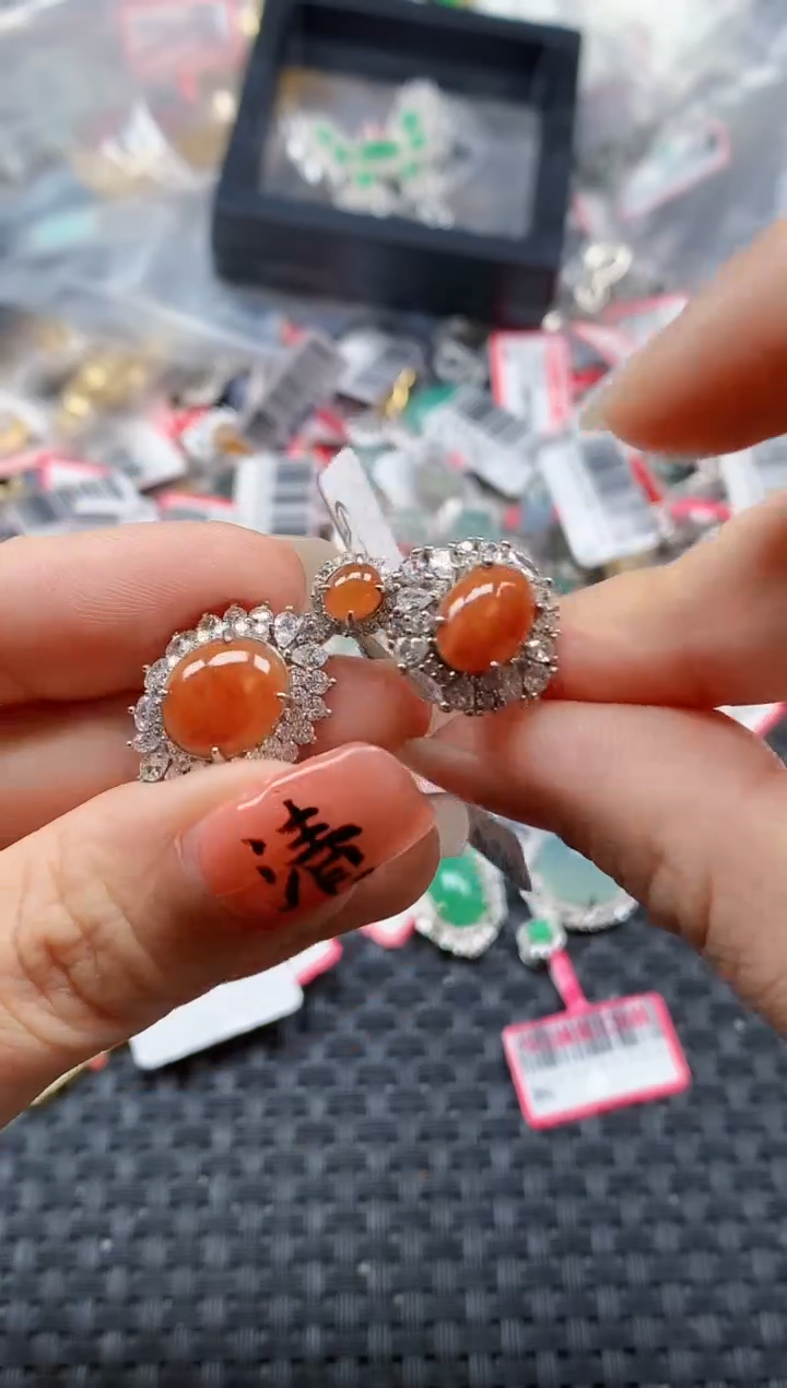 银S925镶嵌戒指翡翠天然A货缅甸翡翠