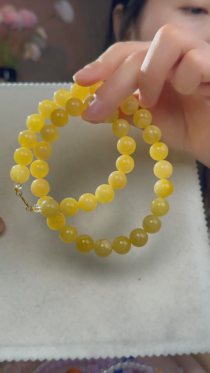 【闪购商品】蜜蜡项链18K金镶嵌天然蜜蜡项链