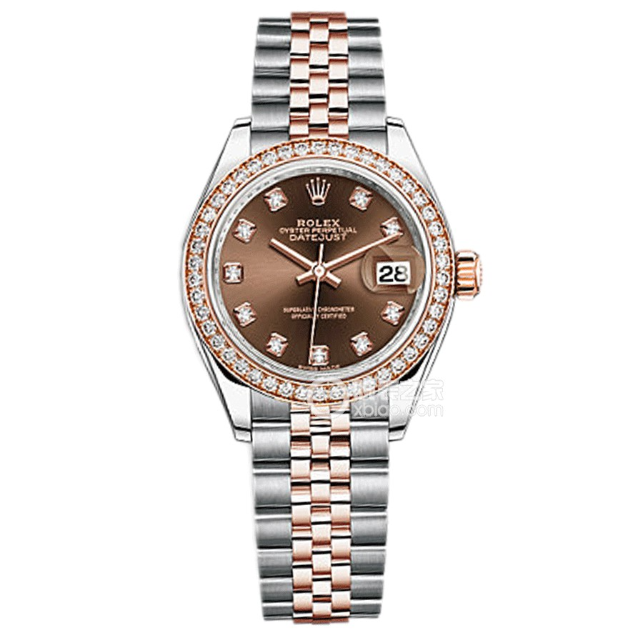 未使用 Rolex/劳力士 女装日志279381/咖盘镶钻/28表径/25年全套