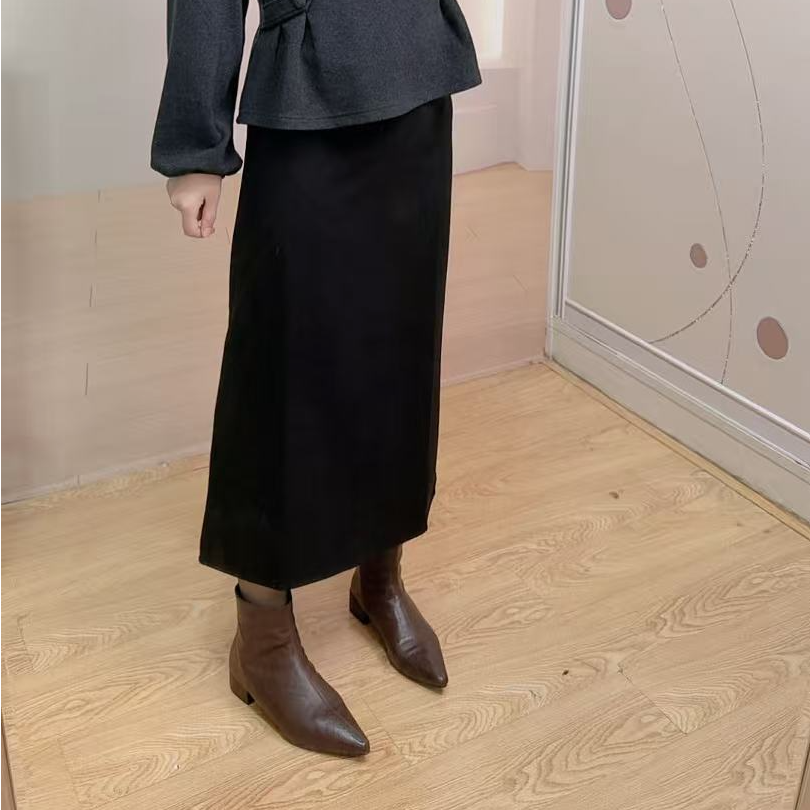 经典高弹力百搭植绒包裙