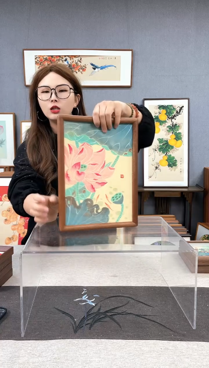 【闪购商品】国画A4-23*32摆台手绘作品-荷花