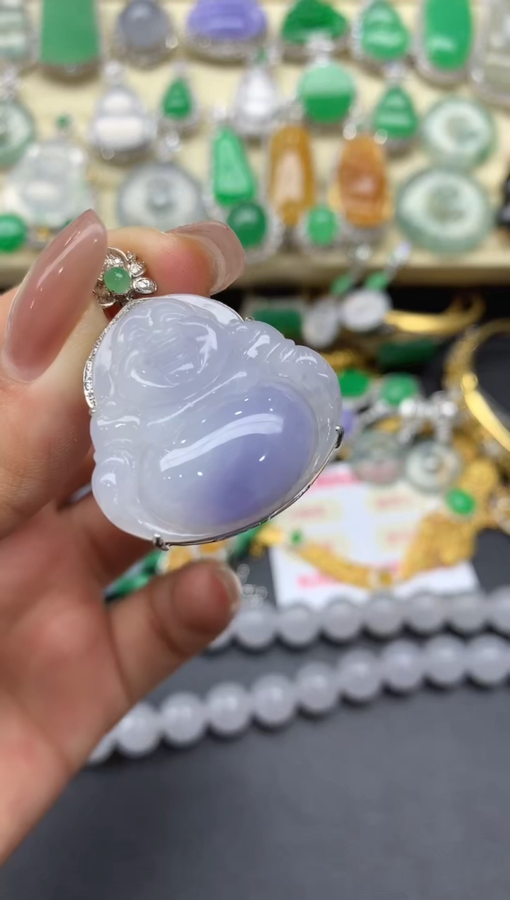 颈饰18K金镶嵌翡翠352-中国好珍宝