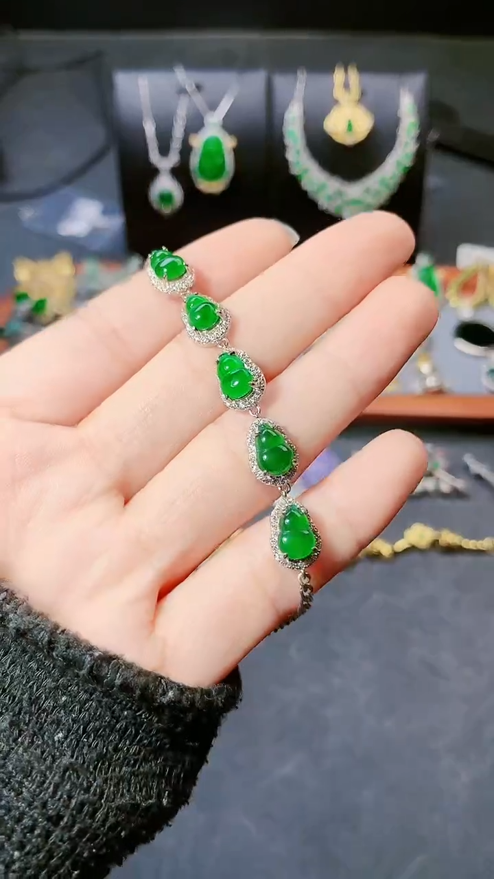 【闪购商品】翡翠手链银S925镶嵌手链