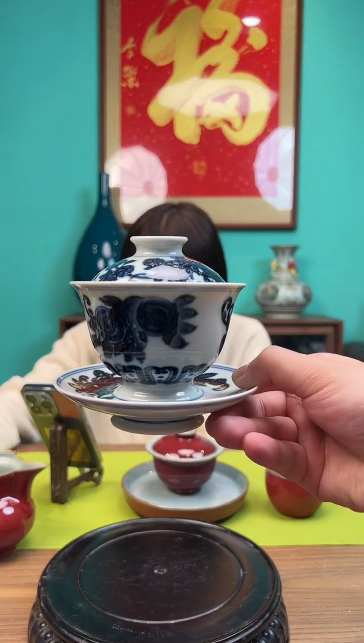 【闪购商品】盖碗青花瓜果纹三才盖碗        