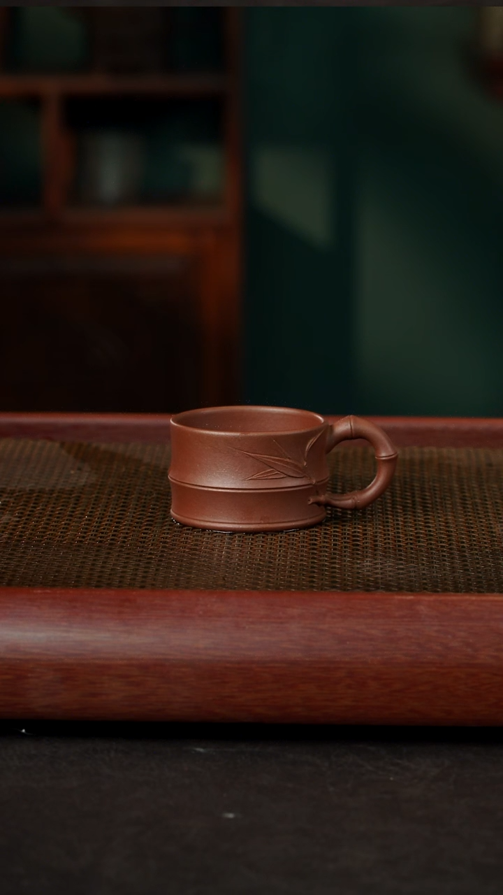 茶壶紫砂陆****俞01带把竹叶杯