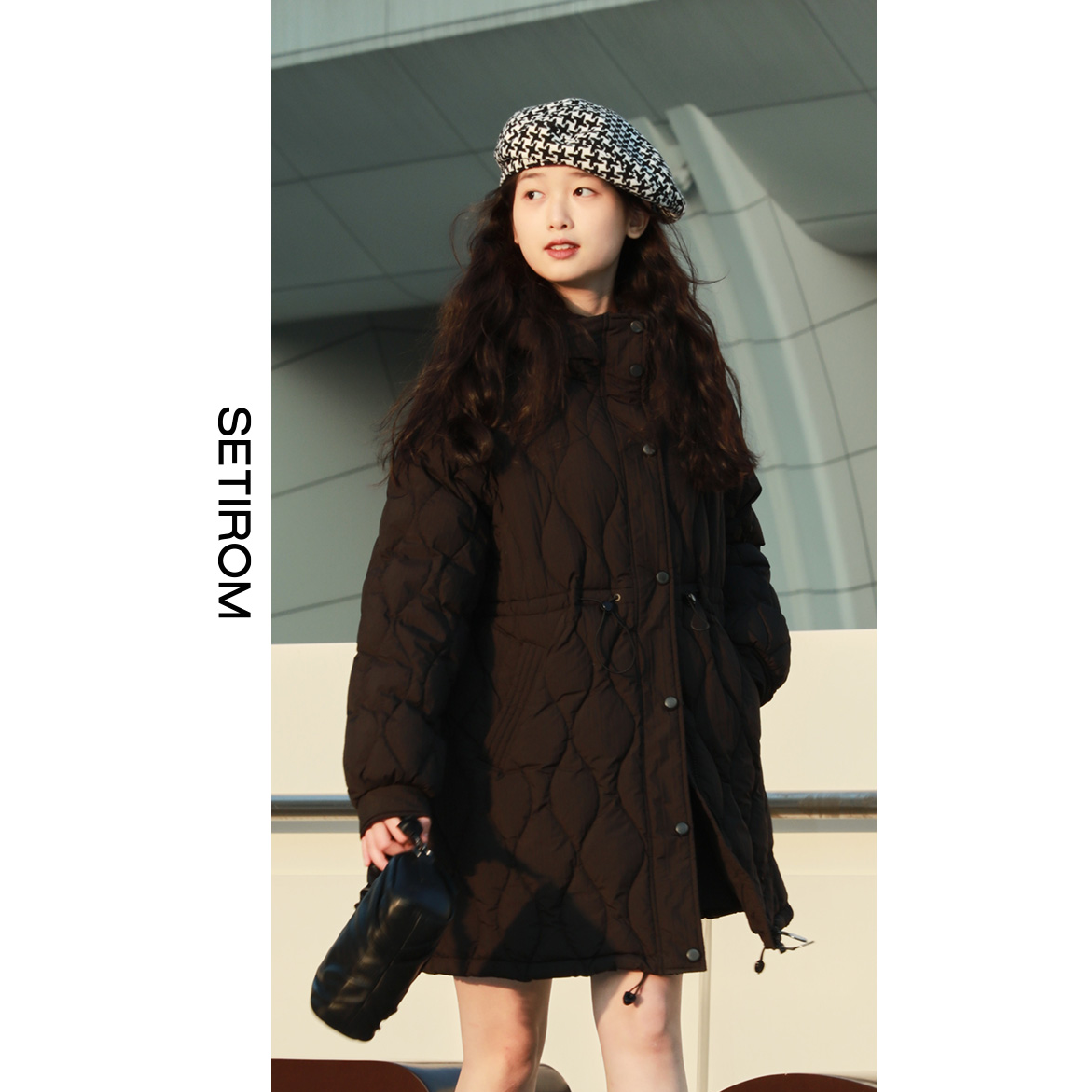 【首次PO价】西町村屋竖波纹收腰长款羽绒服外套HD7205003