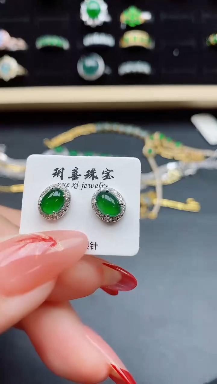 【闪购商品】翡翠耳饰银S925镶嵌321321