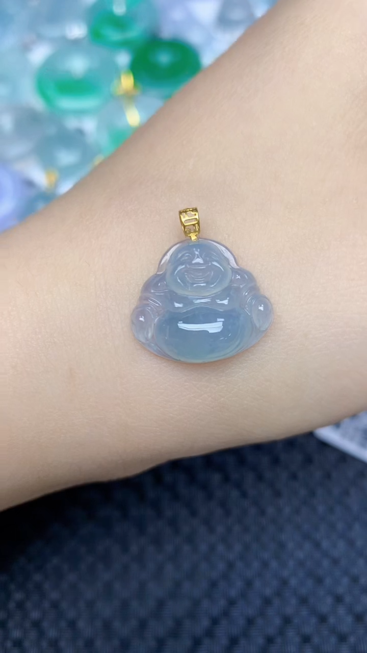 颈饰18K金镶嵌翡翠天然缅甸翡翠a货百元以上9元证书费自理