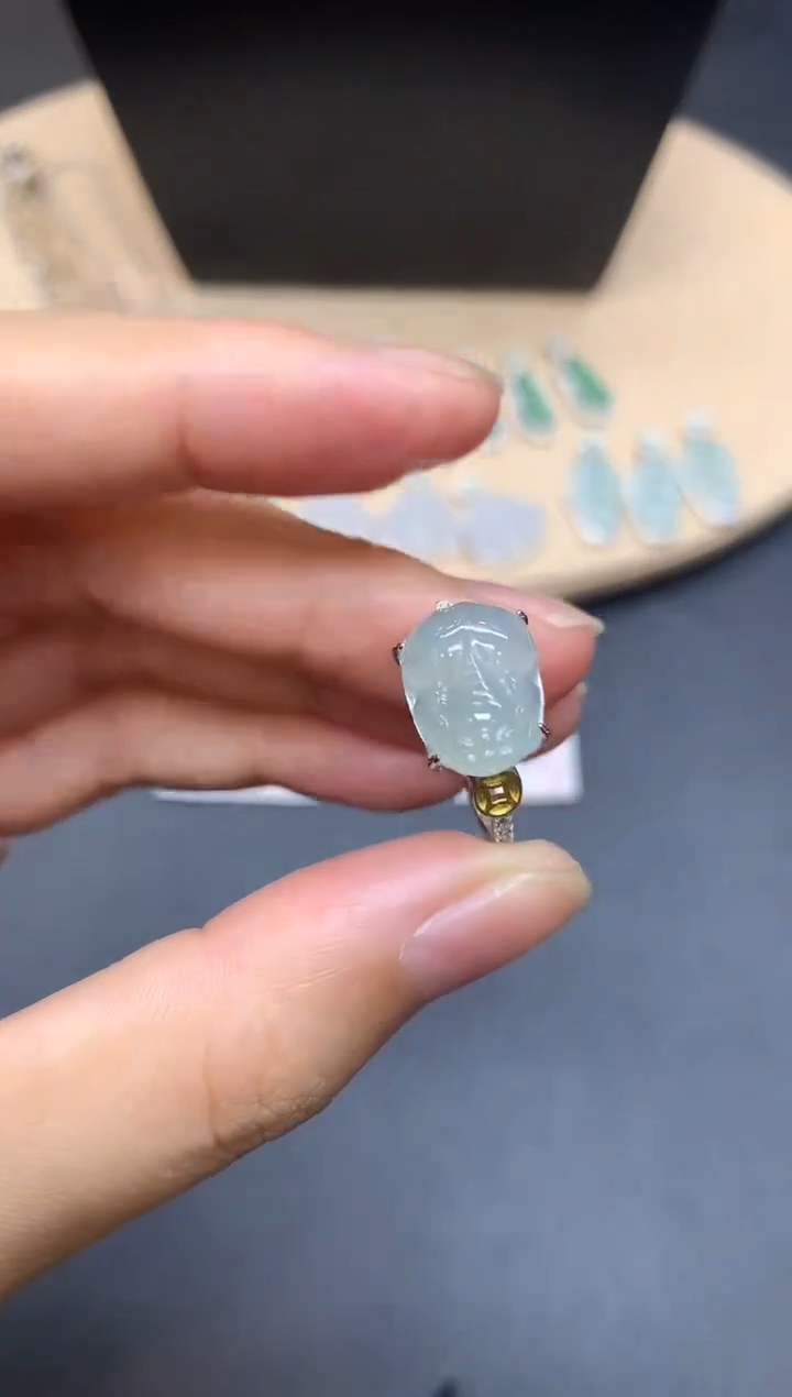 【闪购商品】翡翠戒指银S925镶嵌貔貅【多样性发其一】