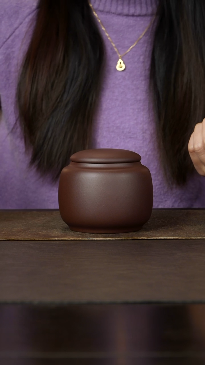 紫砂茶叶罐杯研所专属 生香小罐 紫泥紫砂茶叶罐 约150g