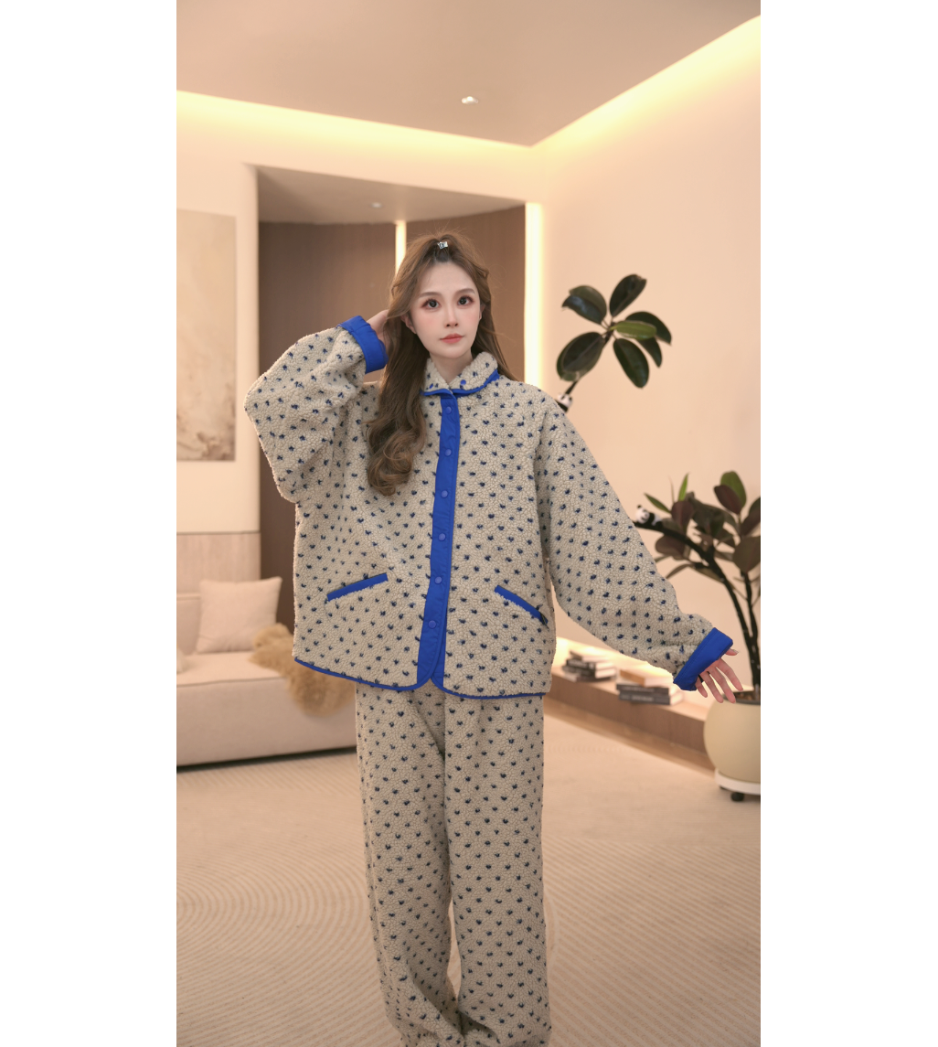 DM【星河】高定时尚软绵绵冬季加厚保暖家居服套装