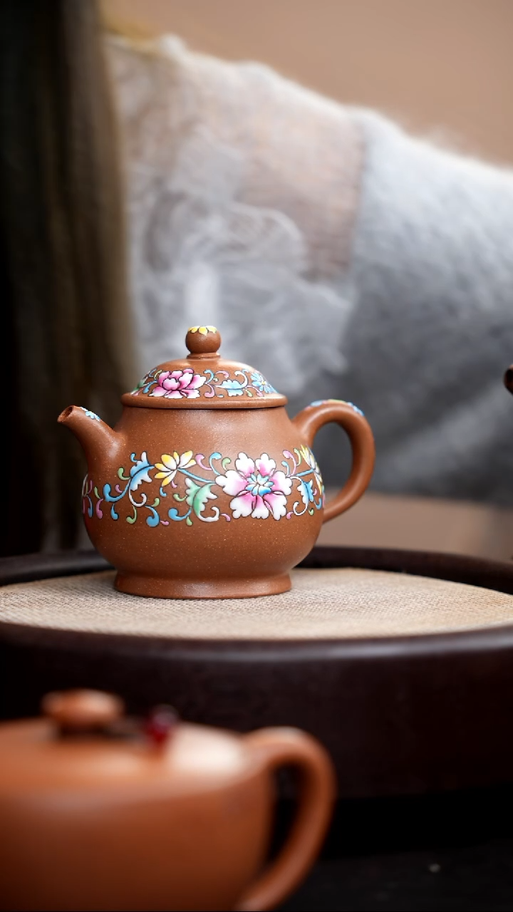 【闪购商品】紫砂茶壶段泥潘壶珐琅彩021