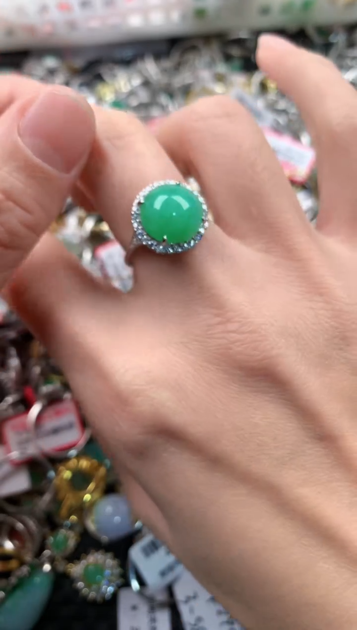 银S925镶嵌戒指翡翠222    8