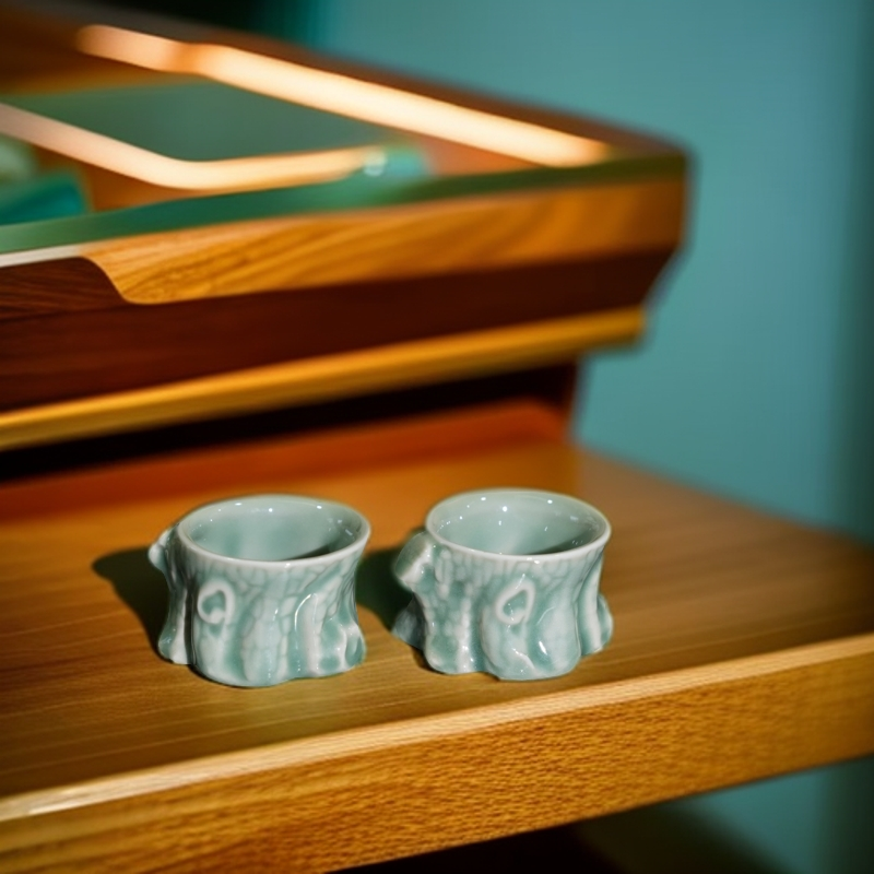 恋长安耀州窑中式家用精致树根杯主人杯青瓷陶瓷茶杯酒杯40ml