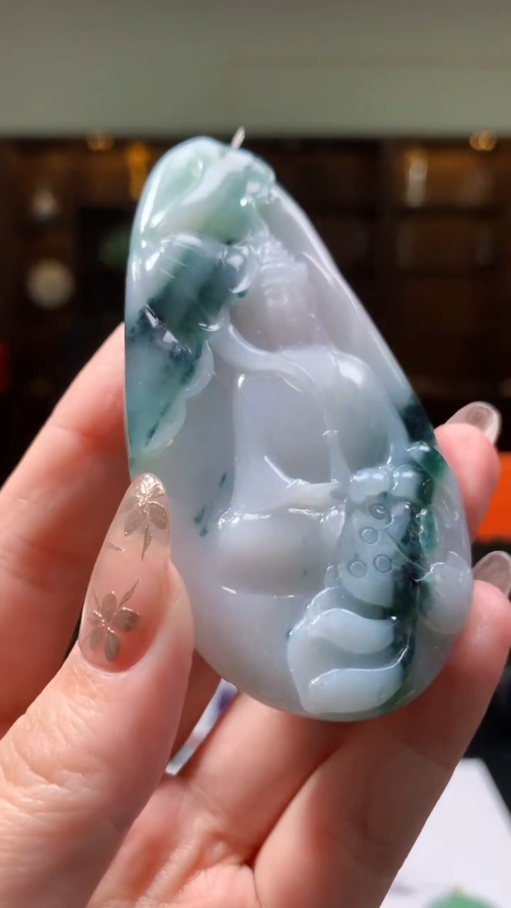 【闪购商品】定制翡翠未镶嵌8035yx-毛货挂件92