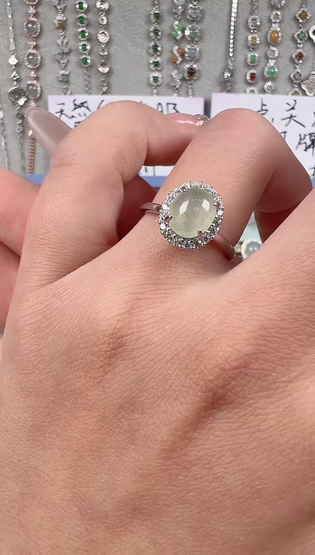 【闪购商品】翡翠戒指银S925镶嵌天然缅料保A保真保天然