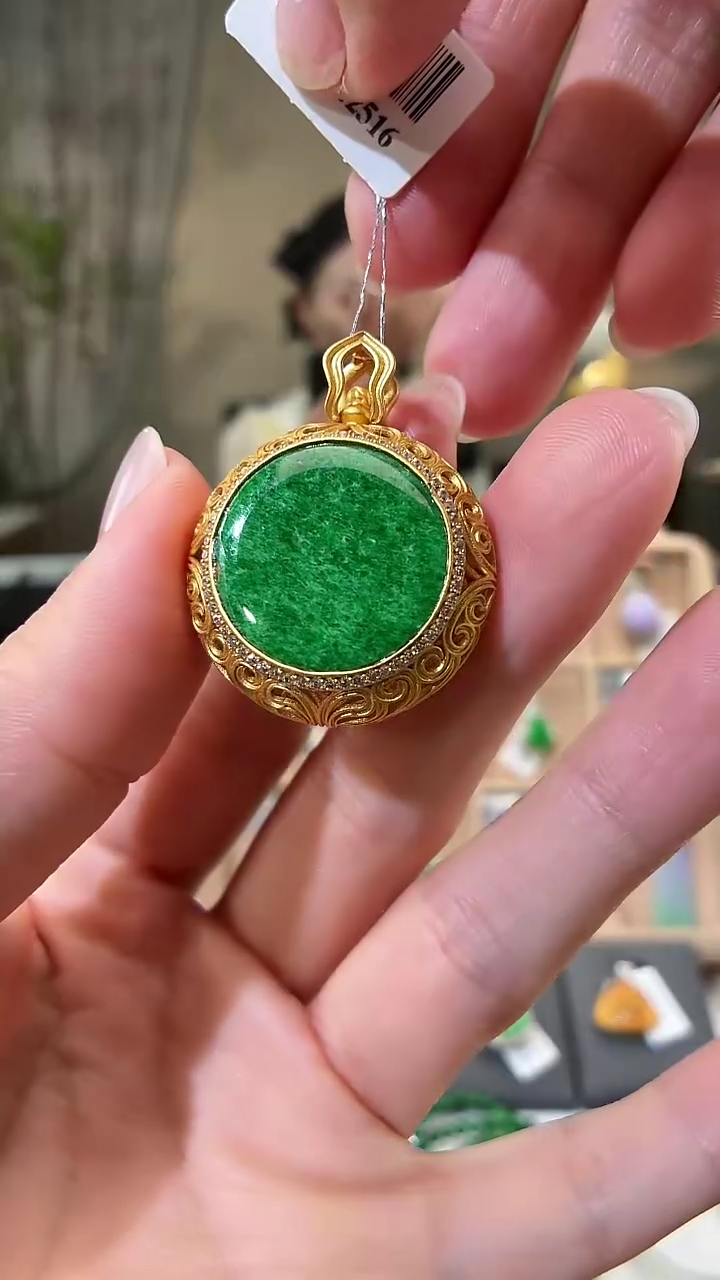 吊坠(不含链)银S925镶嵌翡翠无事牌