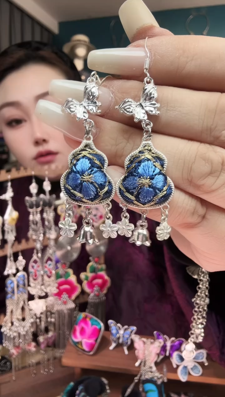 刺绣纯手工民族风刺绣耳环