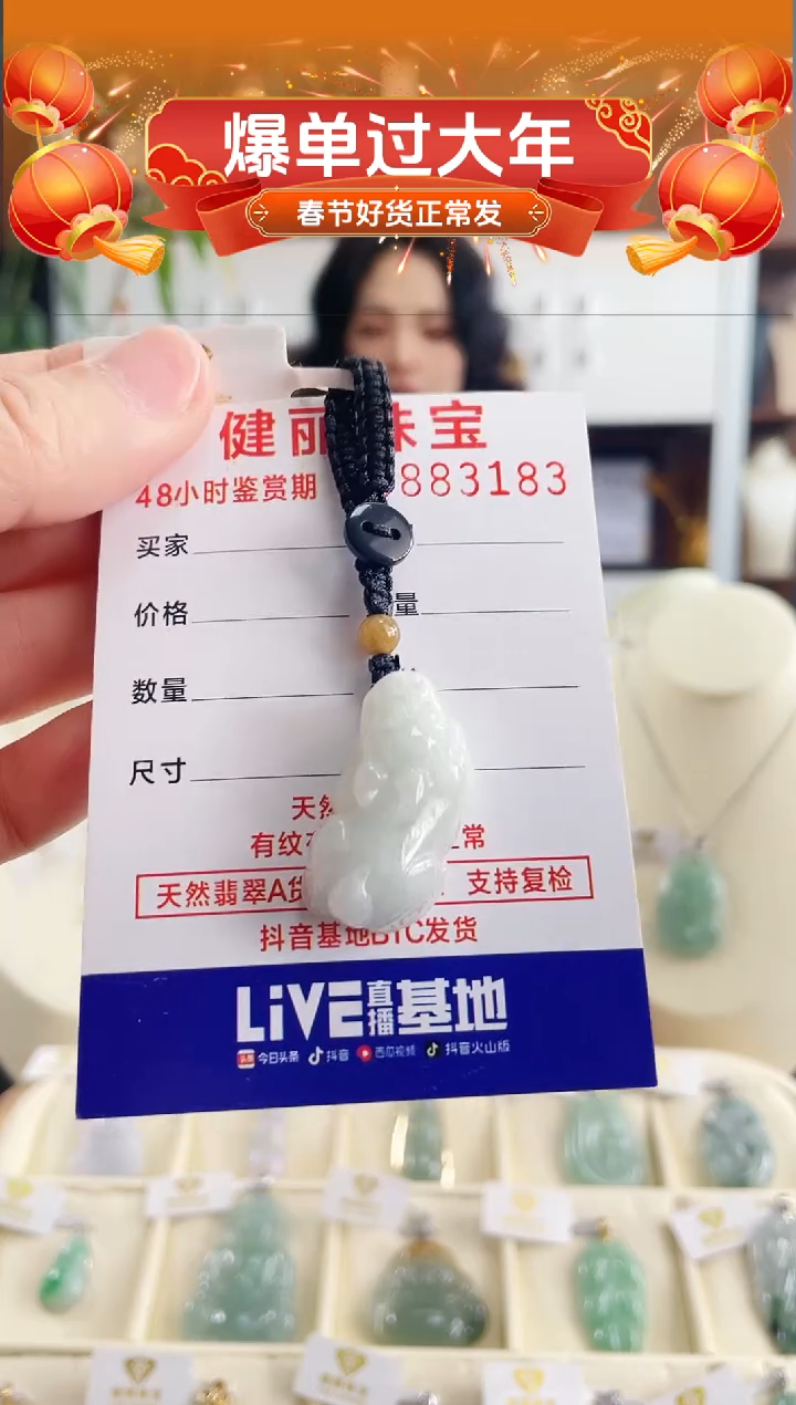 【闪购商品】翡翠颈饰未镶嵌天然缅甸翡翠 貔貅挂饰(一物一证)