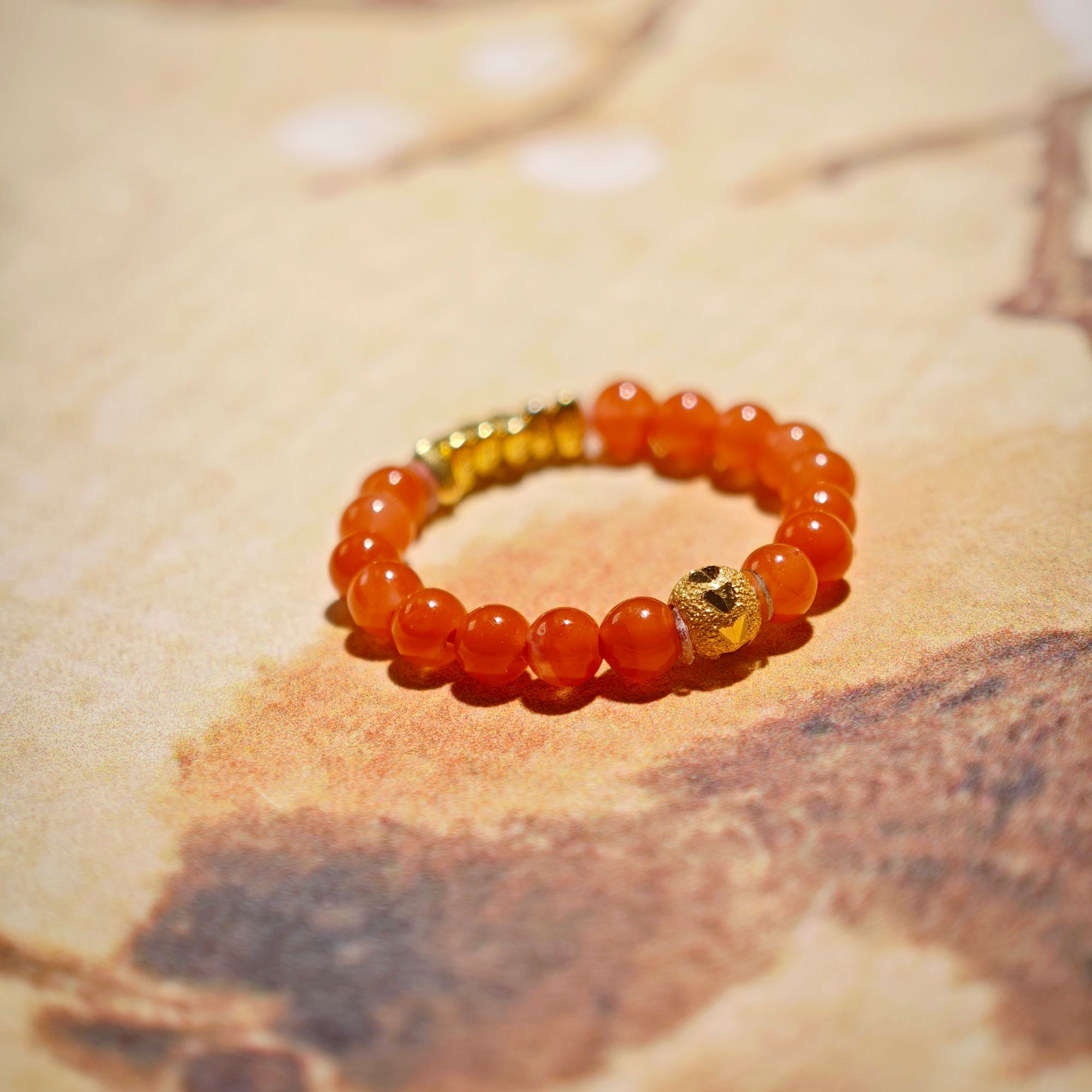 天然南红小米珠925戒指