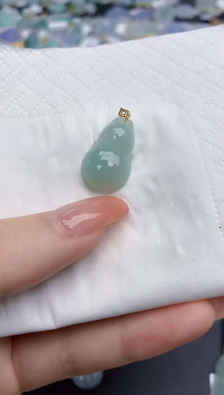 【闪购商品】翡翠颈饰18K金镶嵌天然缅甸翡翠A货