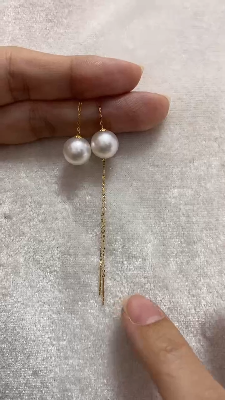 【闪购商品】海水珍珠耳饰18K金镶嵌10-11mm