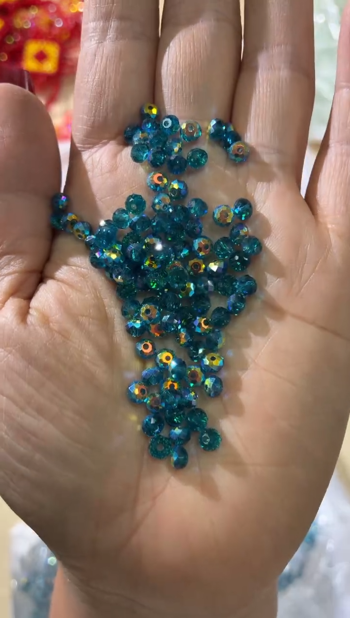 玻璃2966卡4国华扁100颗孔蓝色