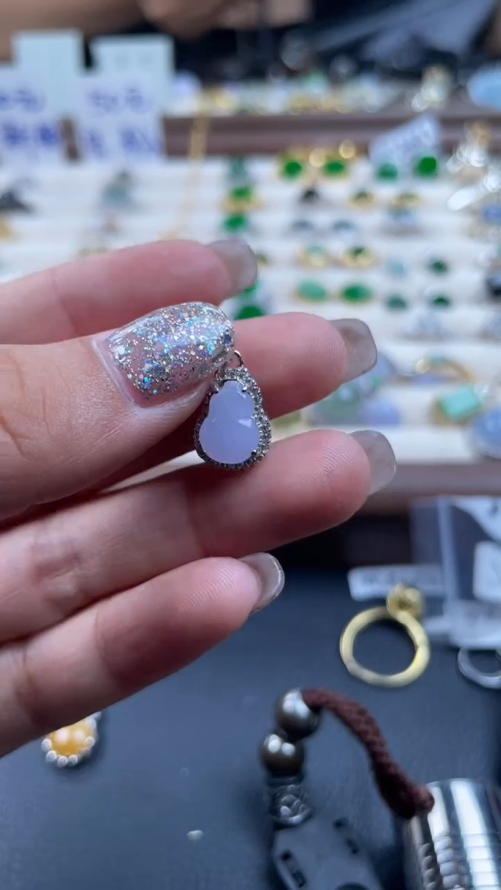 翡翠银S925镶嵌吊坠(不含链)缅甸天然A货翡翠