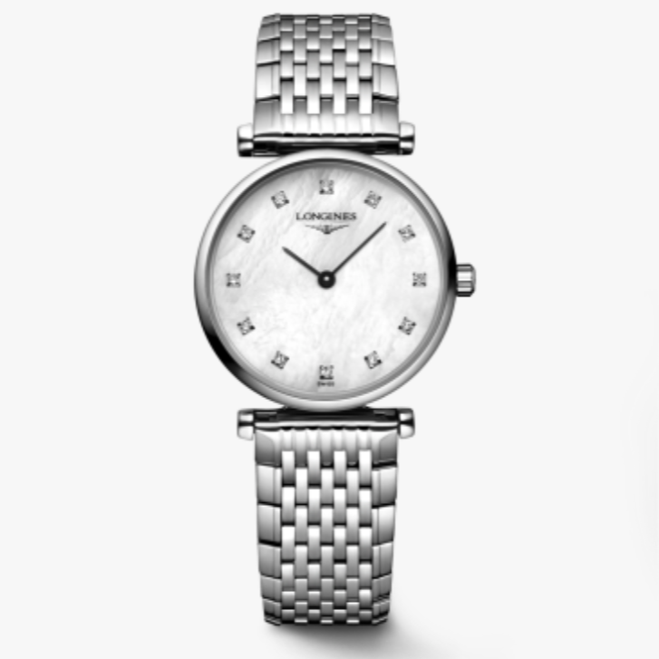 99新 Longines/浪琴 嘉岚/白贝母/钻刻/九月/石英/33盘/1.28