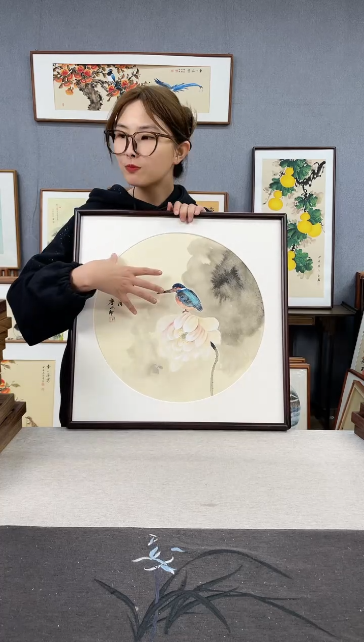 【闪购商品】国画手写手绘带框作品-52*52-