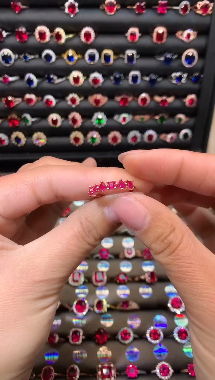 【闪购商品】红宝石戒指银S925镶嵌玫瑰金