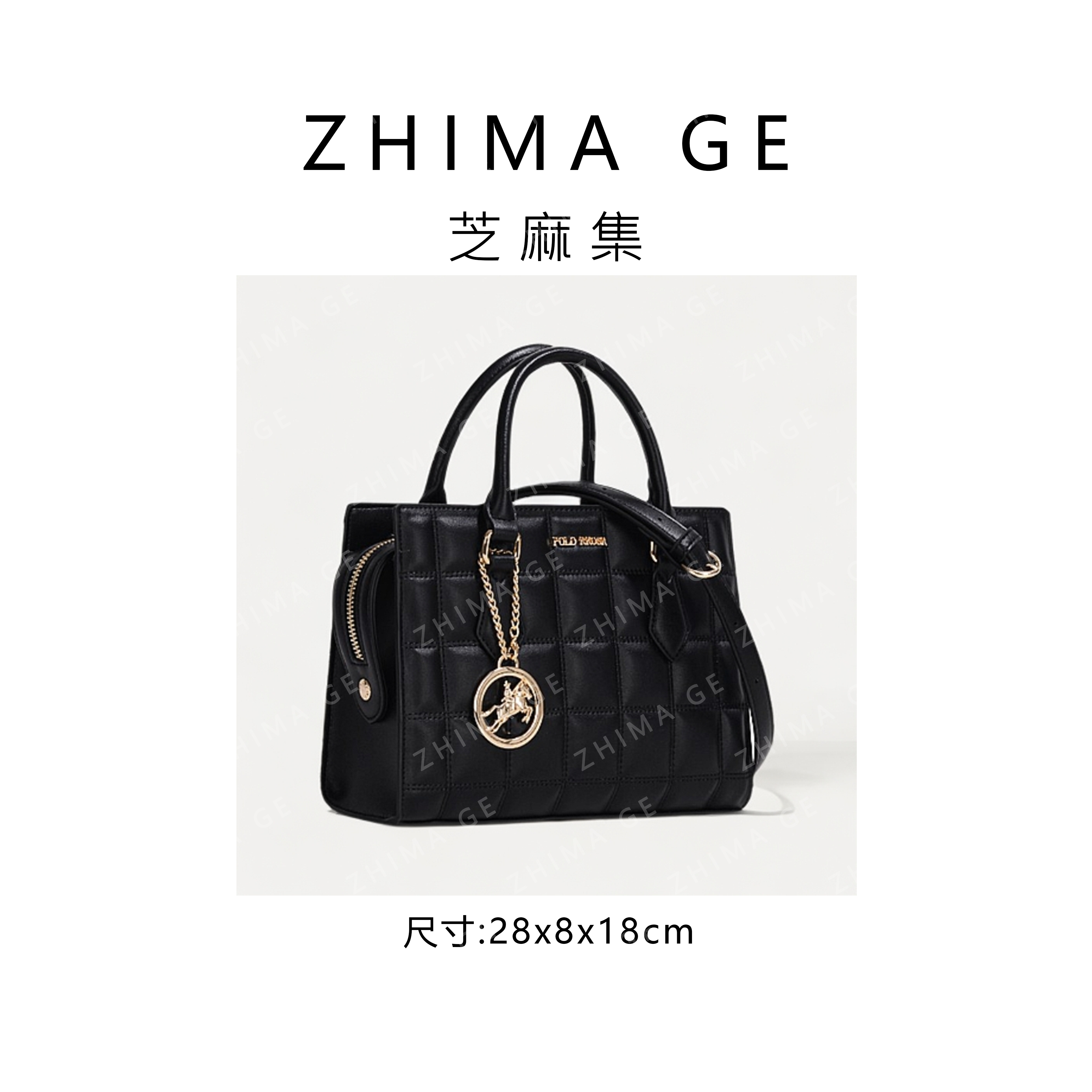 【芝麻集】GQ-8833-黑色RAIN.CUN.简约腋下时尚斜跨女包