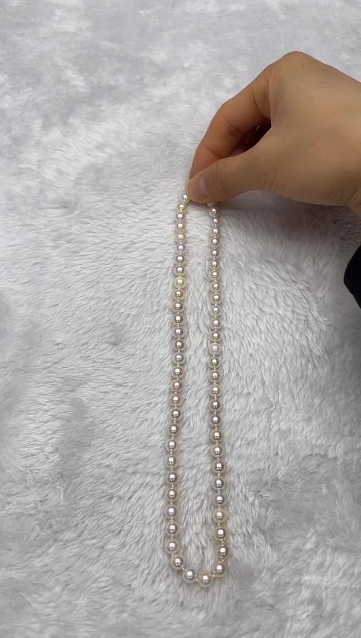 项链银S925镶嵌海水珍珠AK糖果6.5-7mm