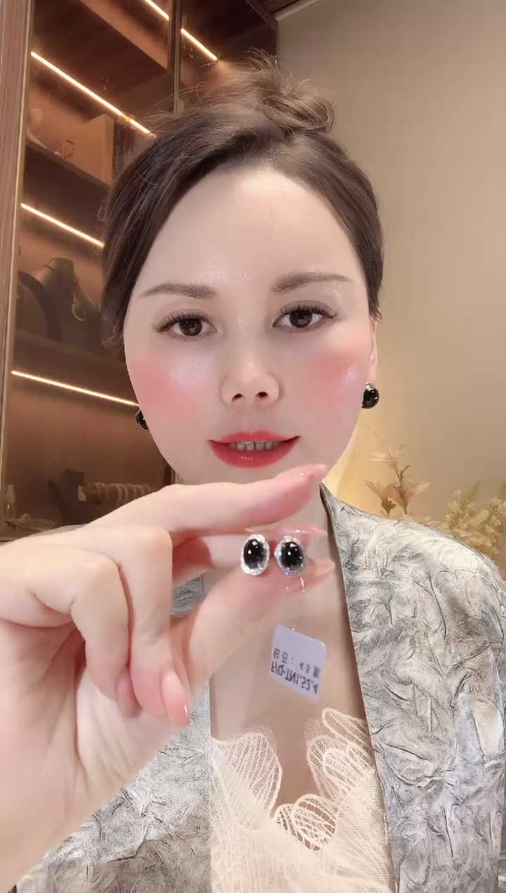 翡翠18K金镶嵌耳饰D6 多样性发货一件