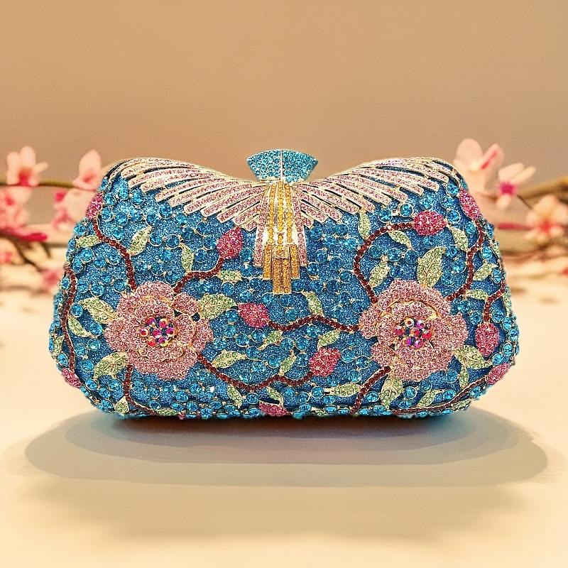 法系蓝涵《魅惑巴黎》轻奢蓝彩缕空宝石镶钻时尚古风名媛宴会百搭